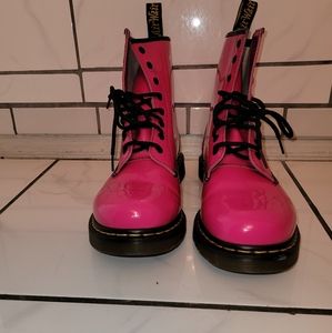 DR.MARTENS WOMENS LUANA COMBAT BOOT - PINK SIZE 11